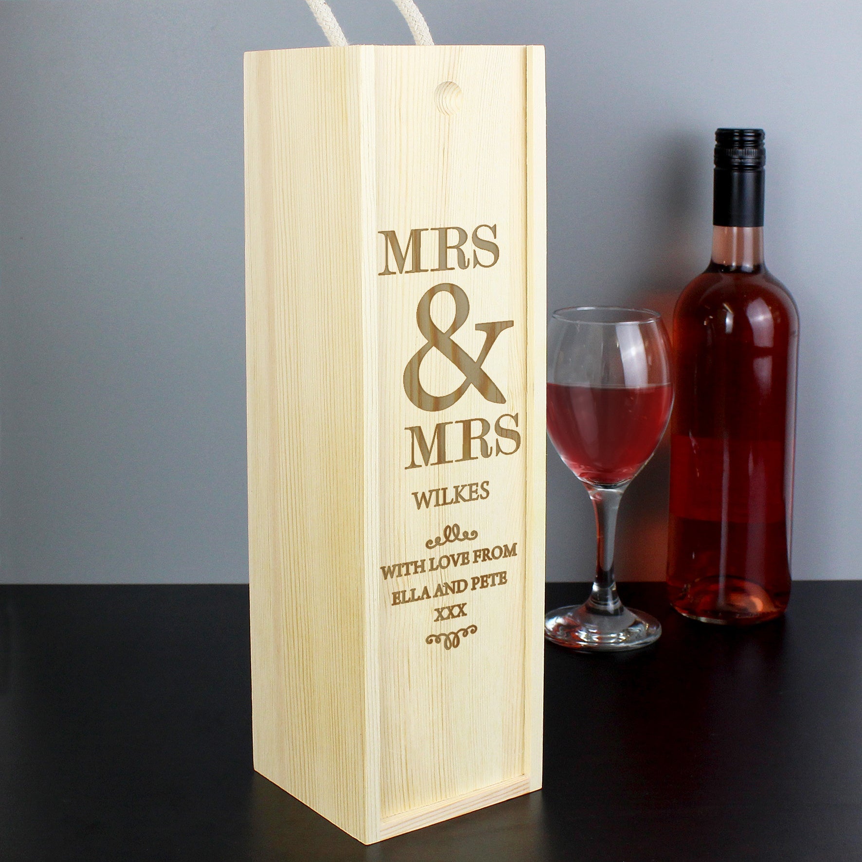 Personalised Couples Wooden Wine Bottle Box | Inspired Creative Gifts | UK Supplier