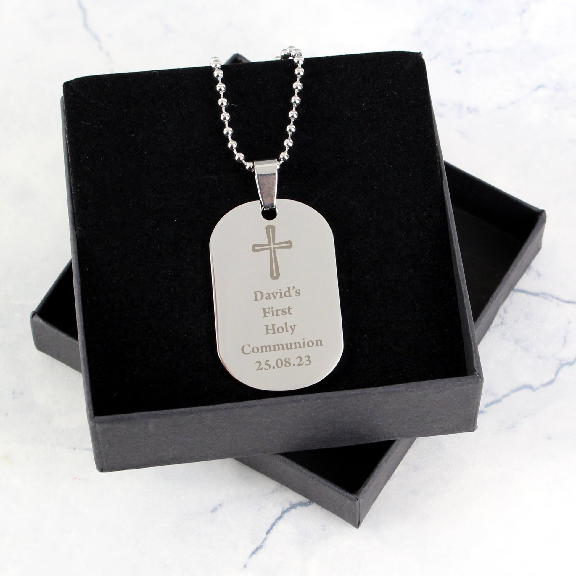 Personalised Cross Stainless Steel Dog Tag Necklace | Inspired Creative Gifts
