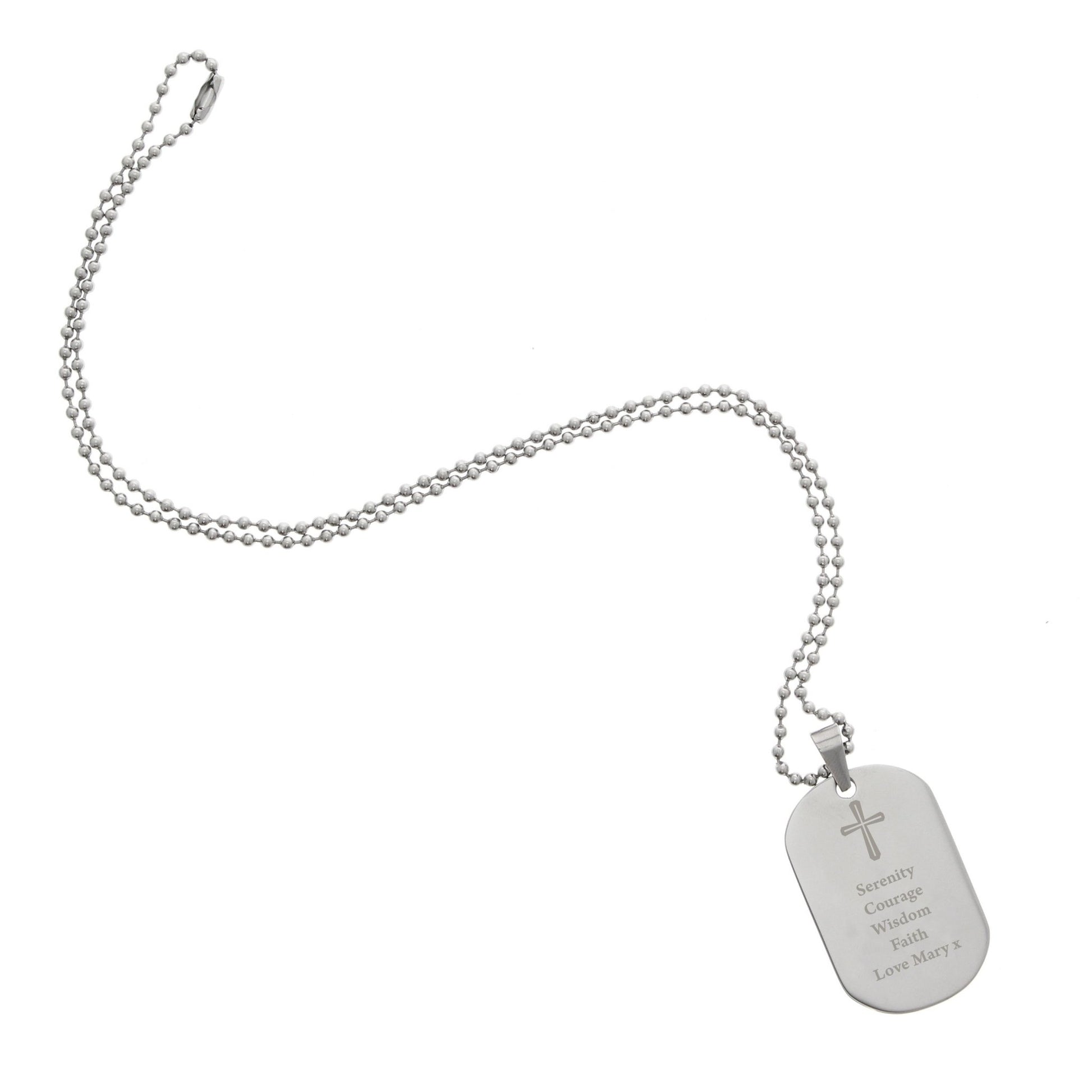 Personalised Cross Stainless Steel Dog Tag Necklace | Inspired Creative Gifts