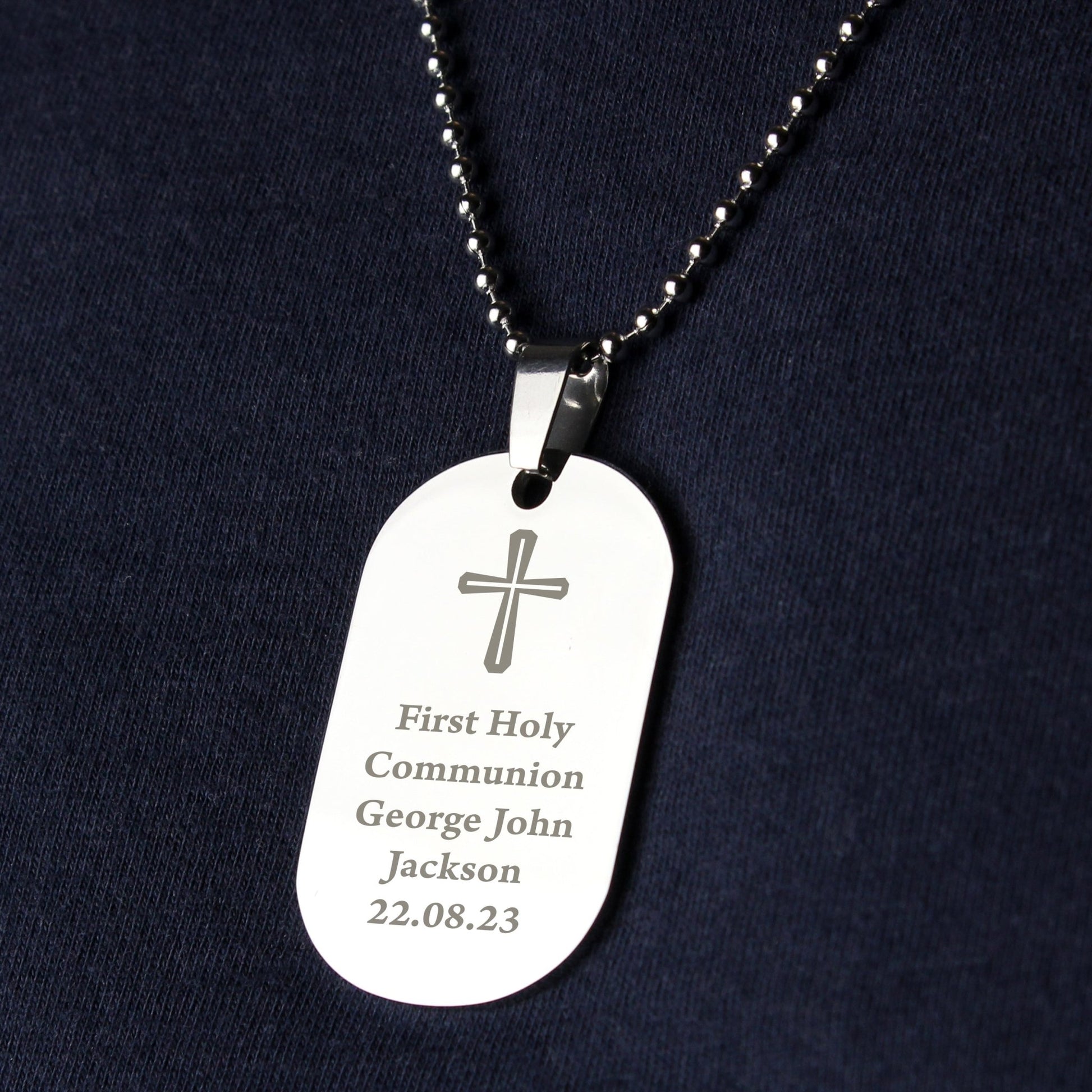 Personalised Cross Stainless Steel Dog Tag Necklace | Inspired Creative Gifts