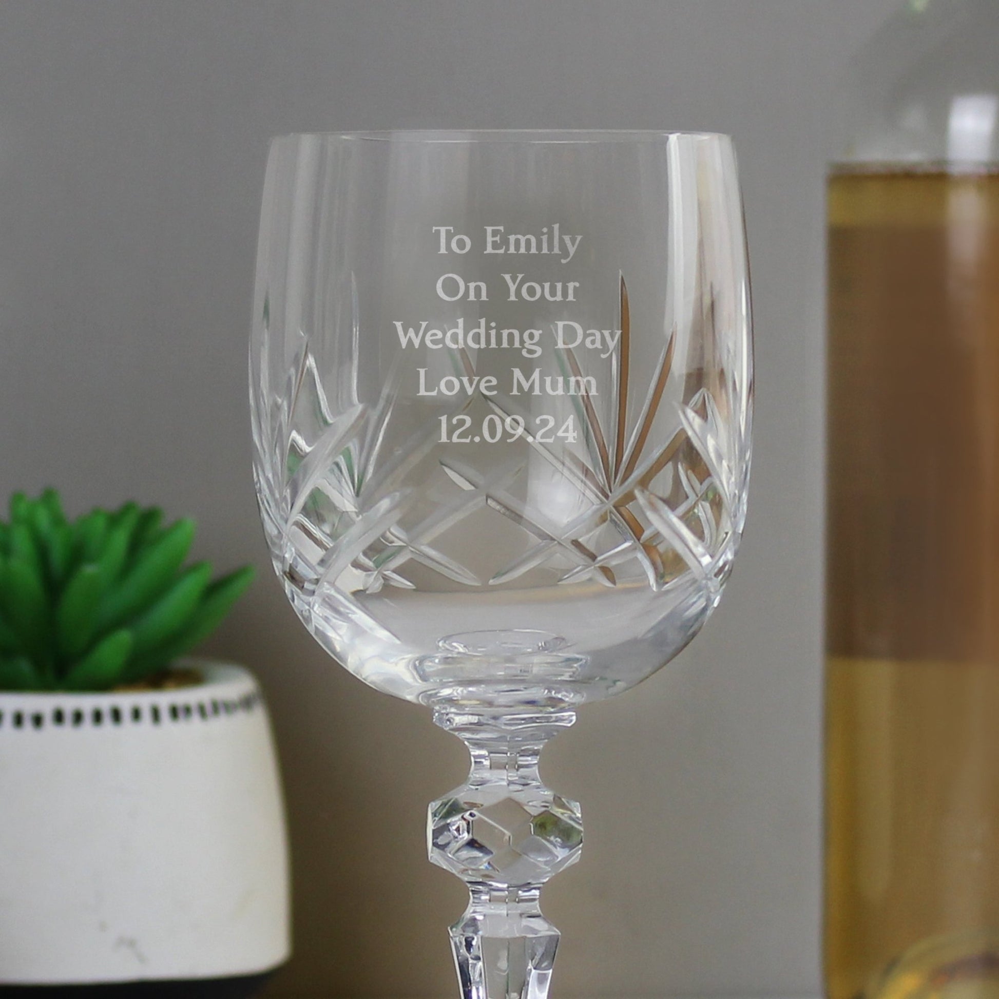 Personalised Cut Crystal Wine Glass | Inspired Creative Gifts | UK Supplier