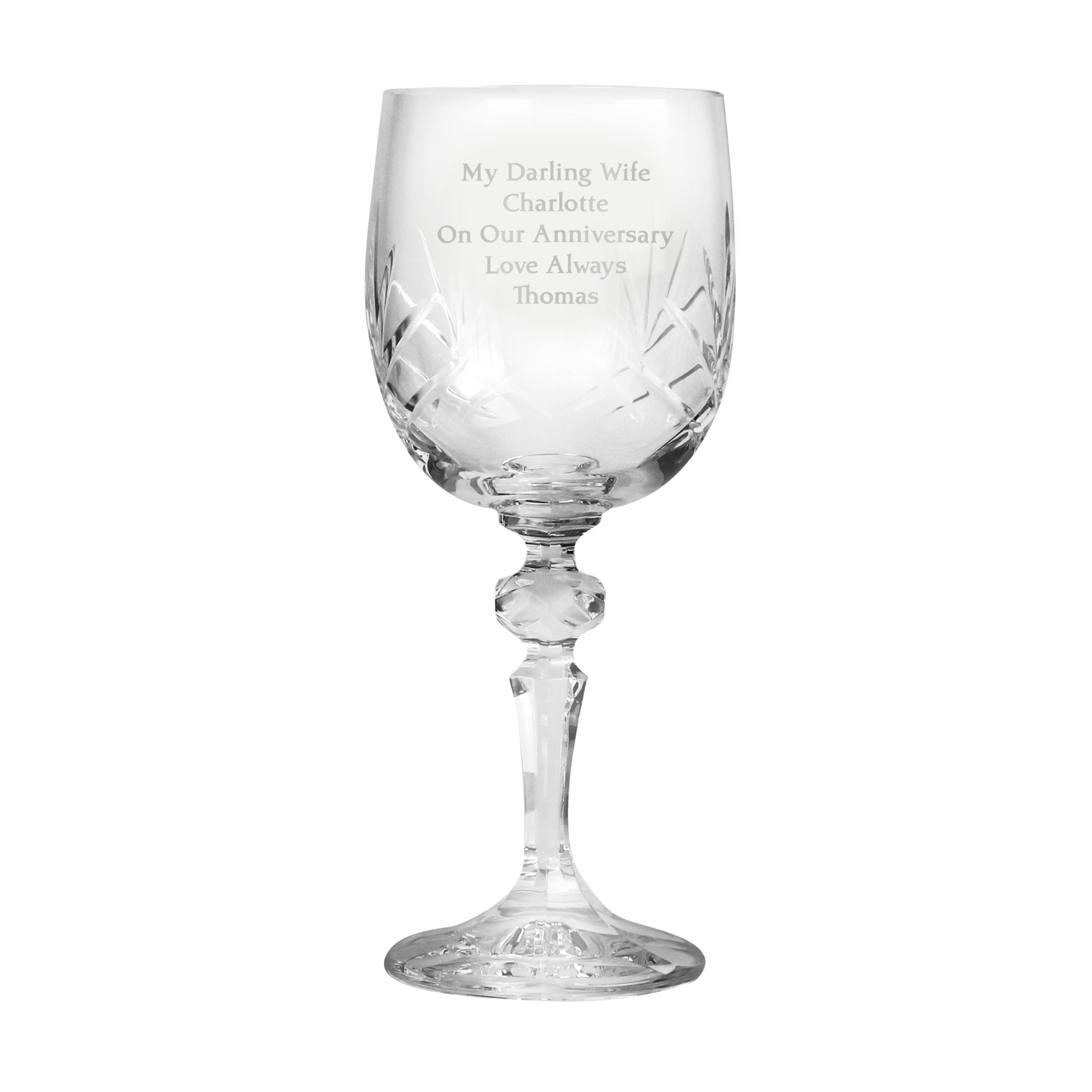 Personalised Cut Crystal Wine Glass | Inspired Creative Gifts | UK Supplier