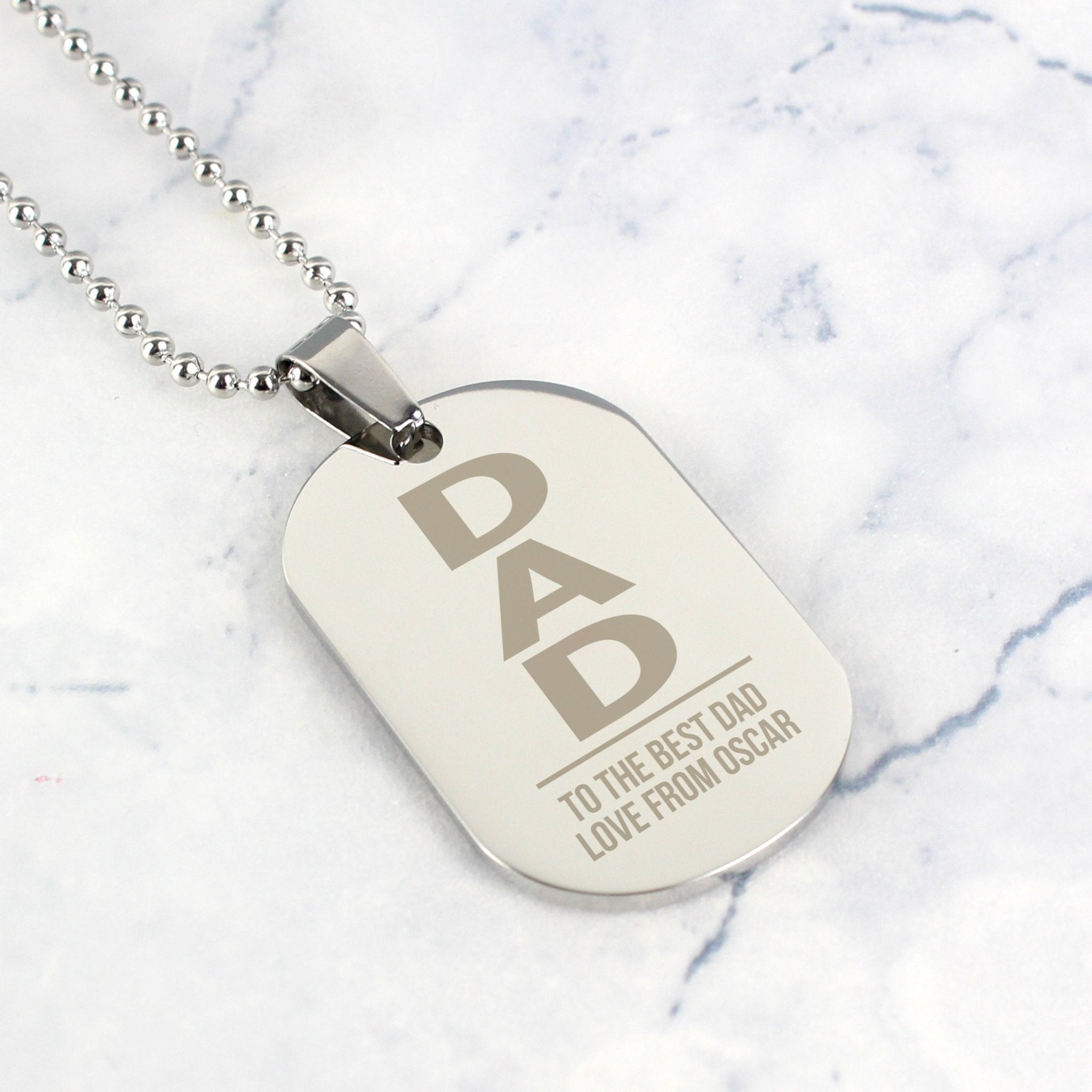 Personalised Dad Stainless Steel Dog Tag Necklace | Inspired Creative Gifts | UK Supplier