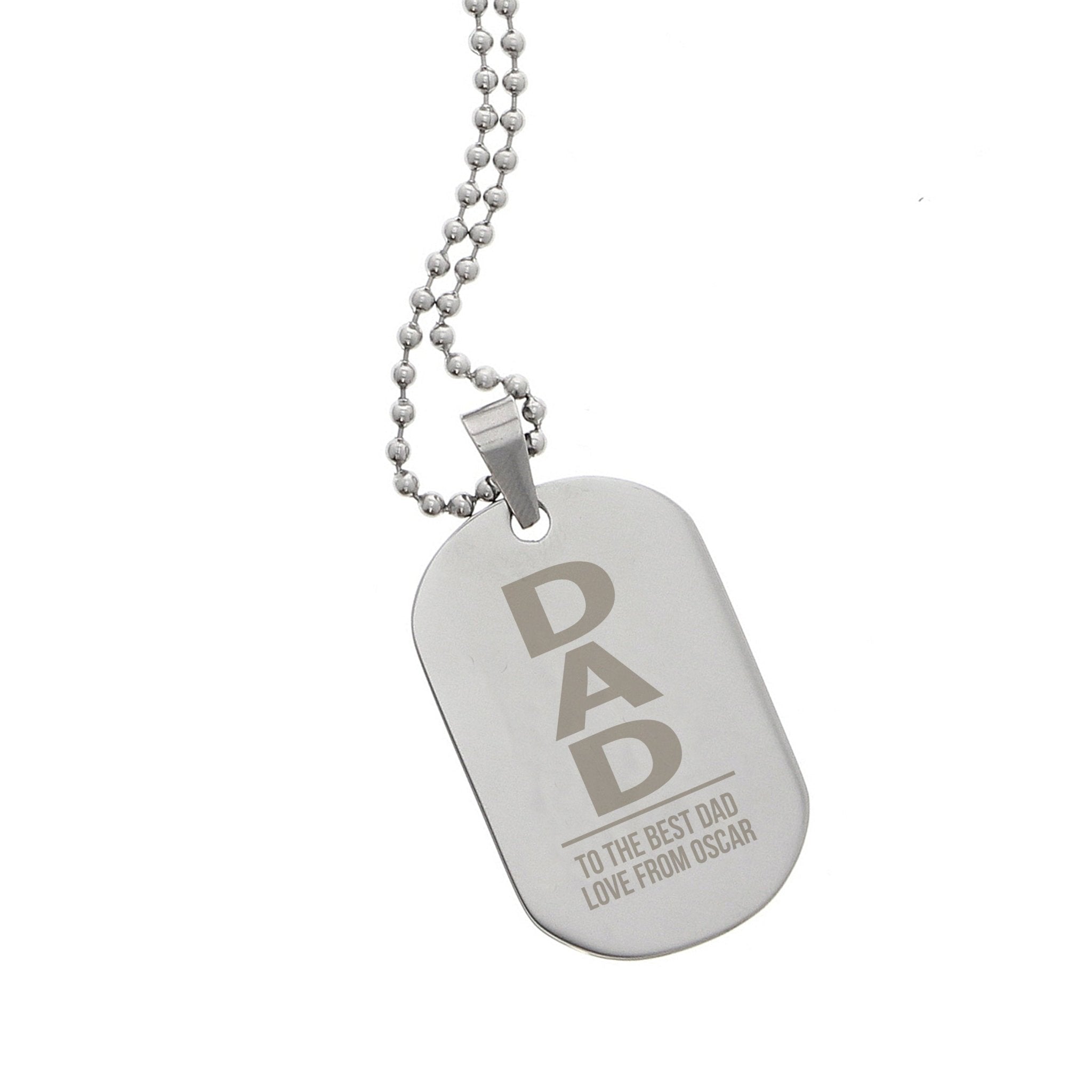 Personalised Dad Stainless Steel Dog Tag Necklace | Inspired Creative Gifts | UK Supplier
