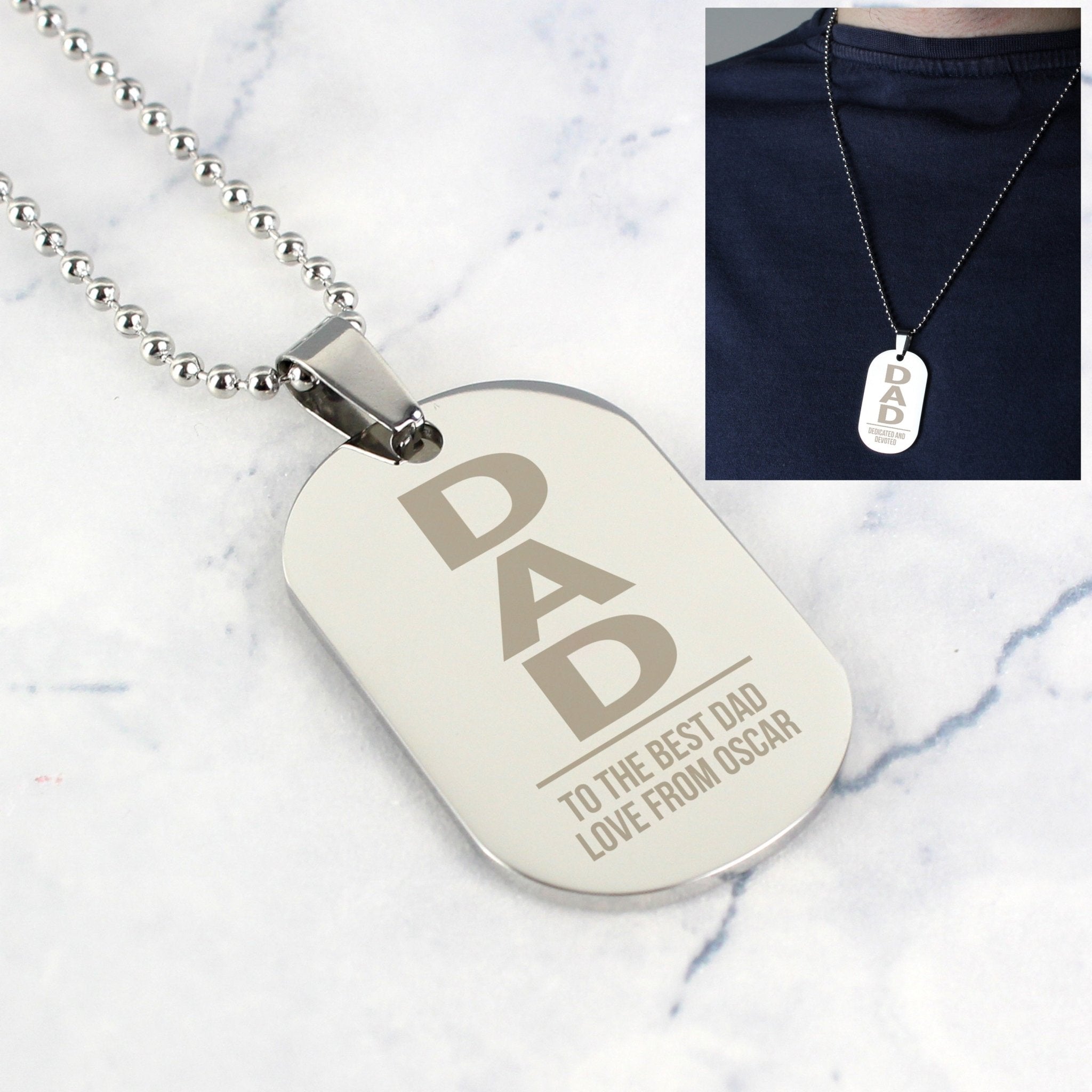 Personalised Dad Stainless Steel Dog Tag Necklace | Inspired Creative Gifts | UK Supplier