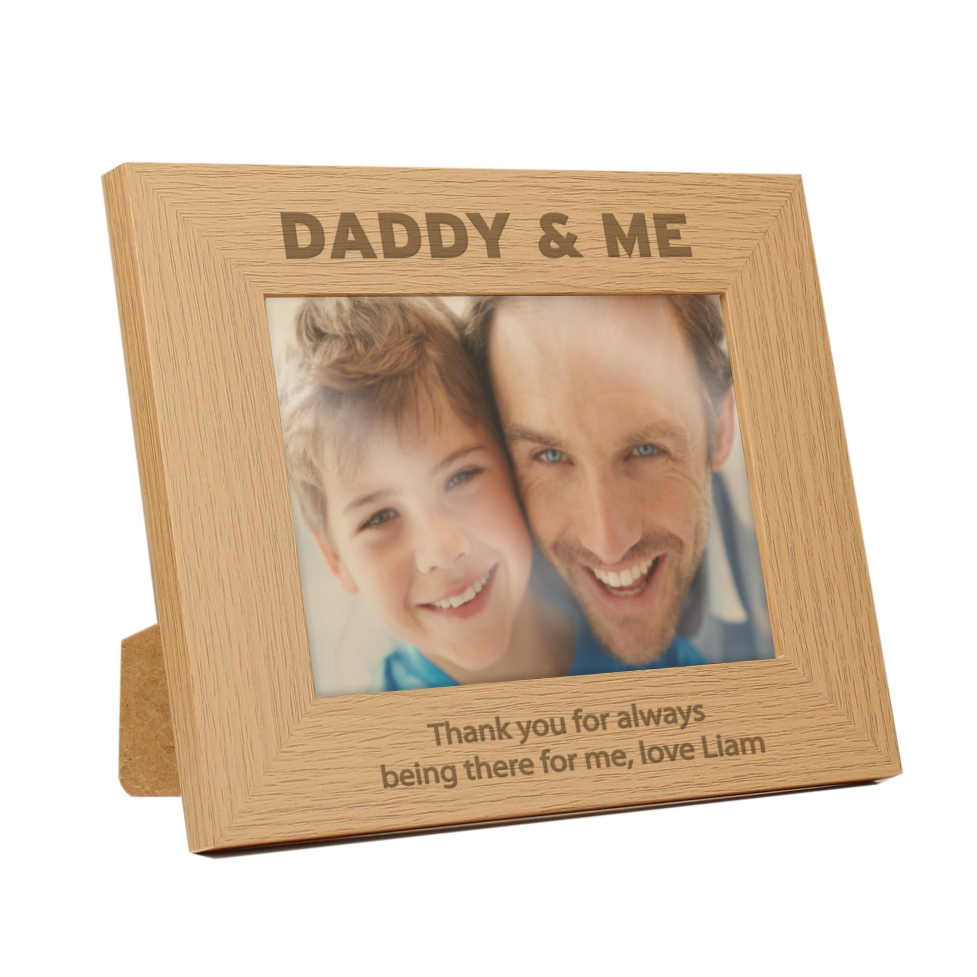Personalised Daddy & Me 5x7 Landscape Oak Finish Photo Frame | Inspired Creative Gifts | UK Supplier