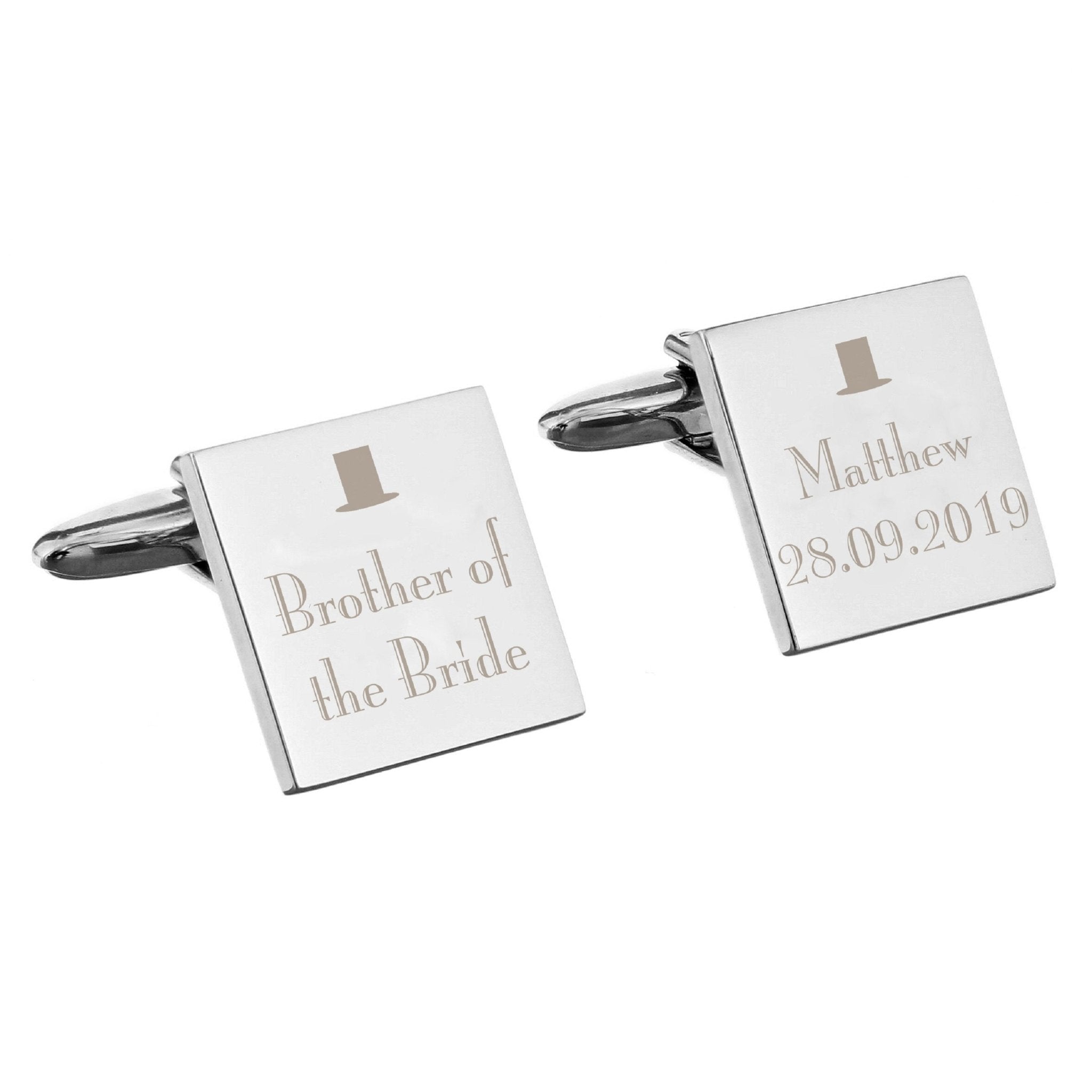 Personalised Decorative Wedding Any Role Square Cufflinks | Inspired Creative Gifts | UK Supplier
