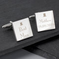 Personalised Decorative Wedding Best Man Square Cufflinks | Inspired Creative Gifts | UK Supplier