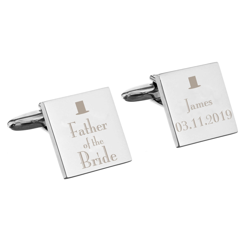 Personalised Decorative Wedding Father of the Bride Square Cufflinks | Inspired Creative Gifts | UK Supplier