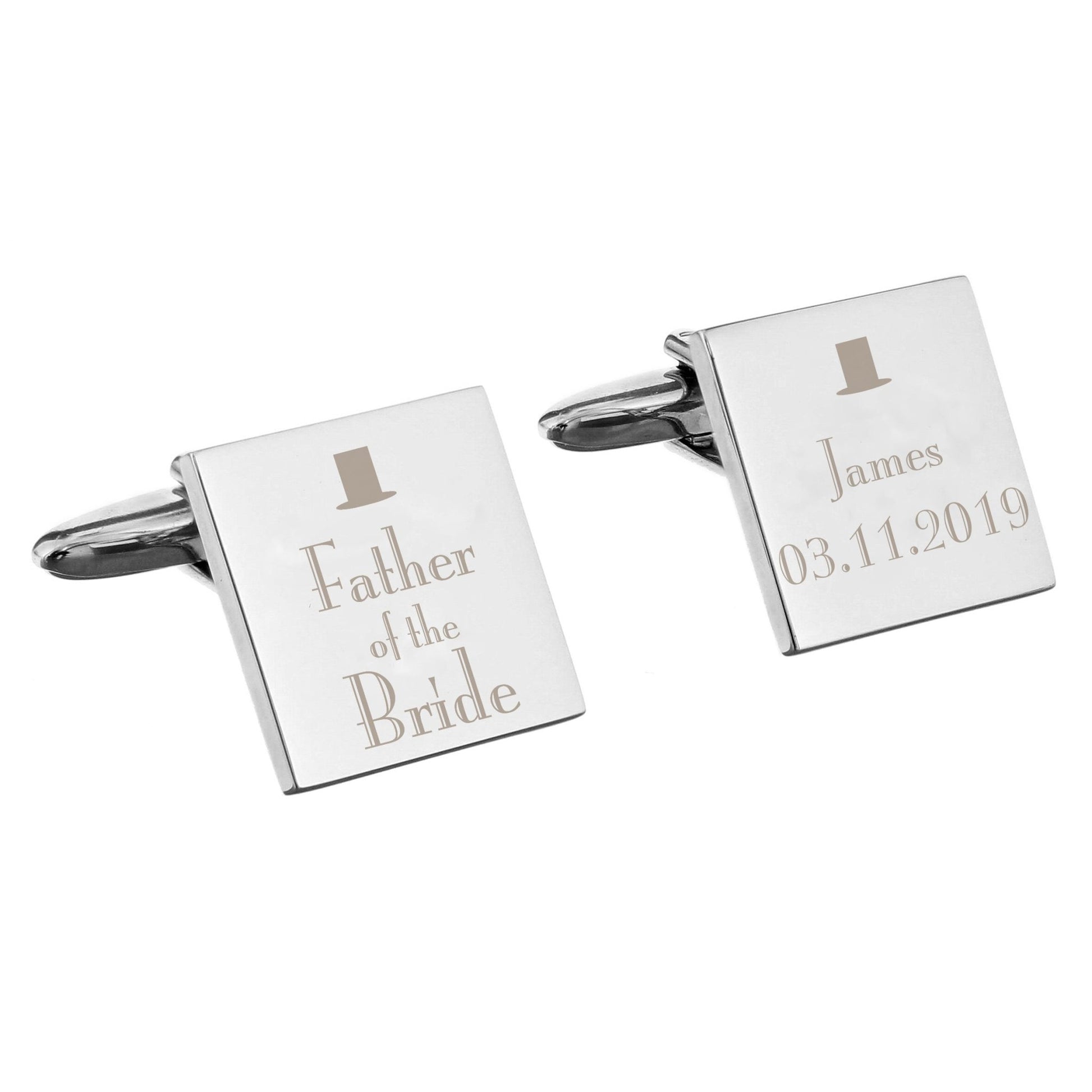 Personalised Decorative Wedding Father of the Bride Square Cufflinks | Inspired Creative Gifts | UK Supplier