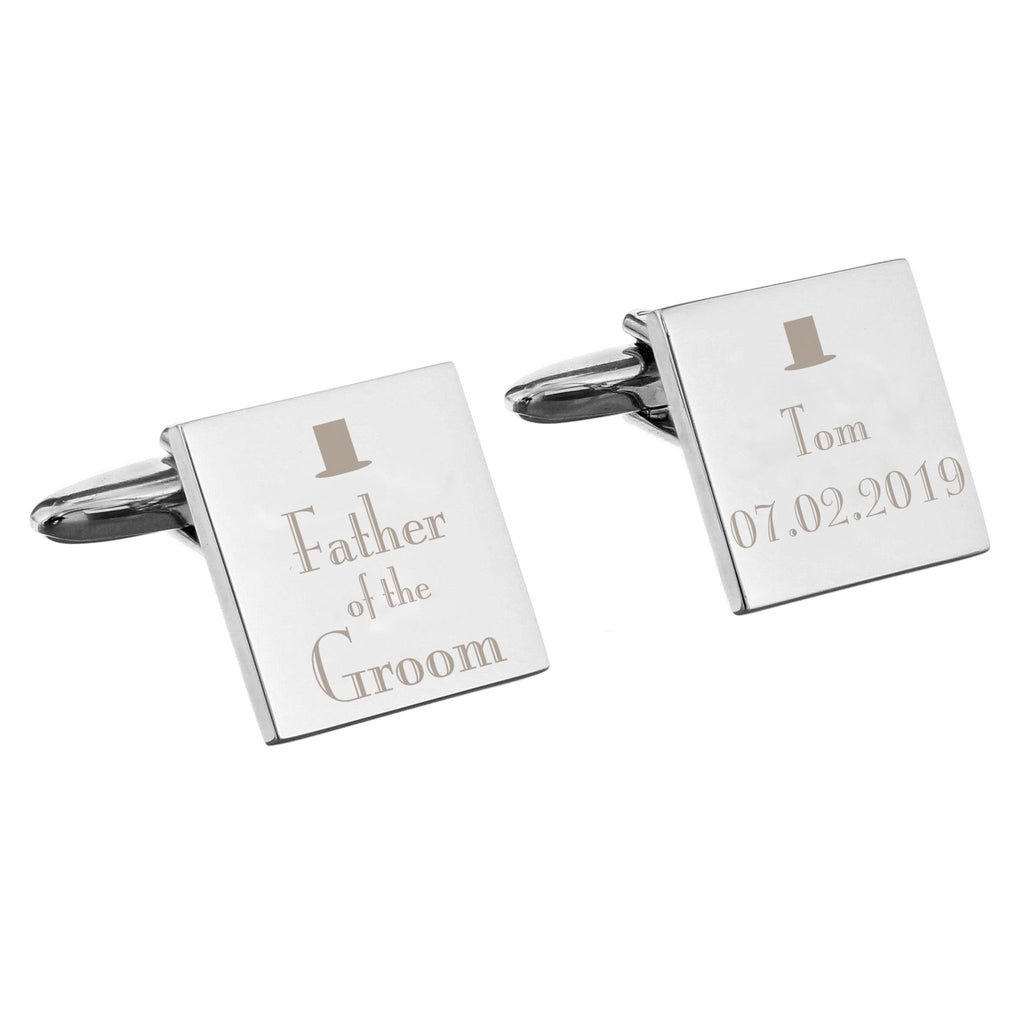 Personalised Decorative Wedding Father of the Groom Square Cufflinks | Inspired Creative Gifts | UK Supplier