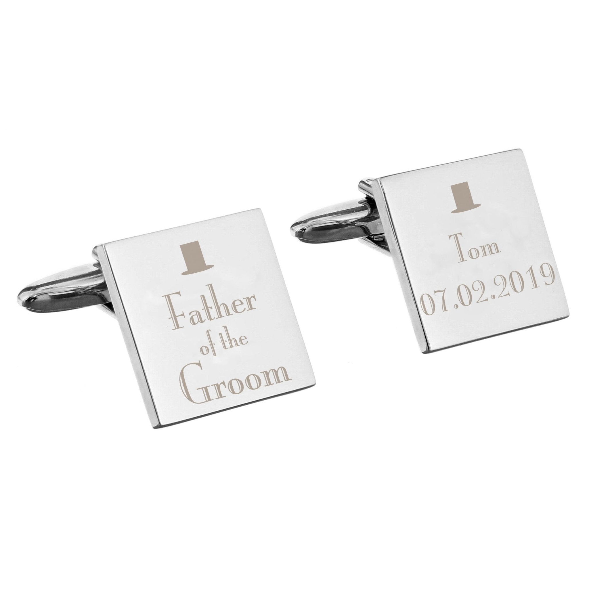 Personalised Decorative Wedding Father of the Groom Square Cufflinks | Inspired Creative Gifts | UK Supplier