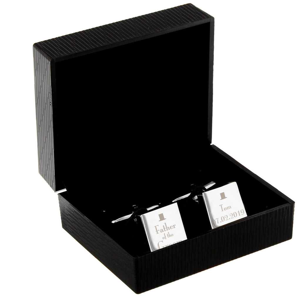 Personalised Decorative Wedding Father of the Groom Square Cufflinks | Inspired Creative Gifts | UK Supplier