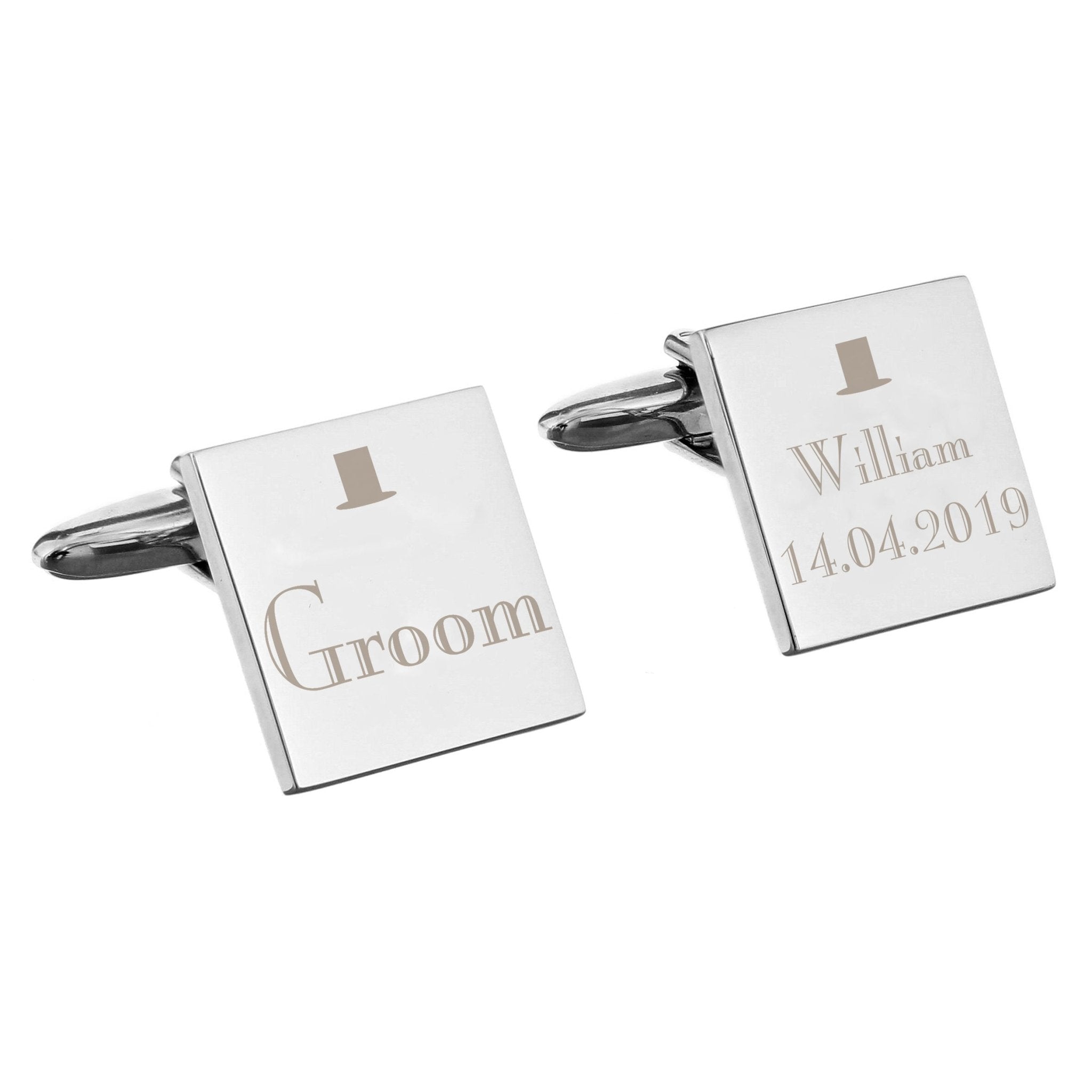 Personalised Decorative Wedding Groom Square Cufflinks | Inspired Creative Gifts | UK Supplier