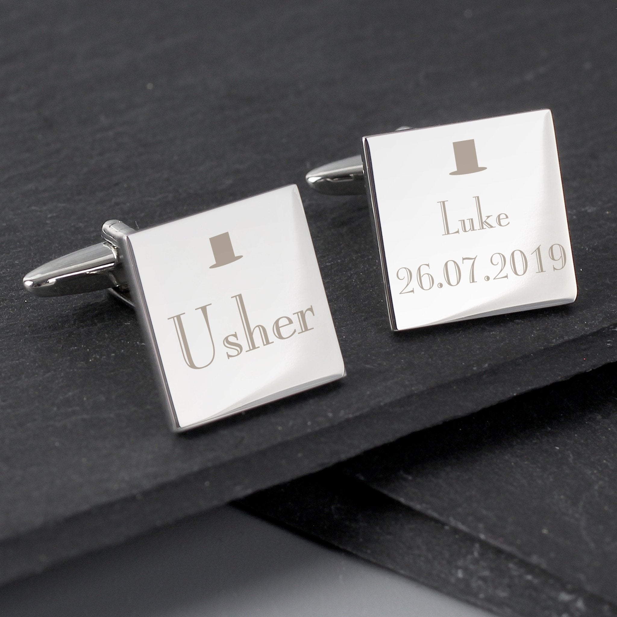 Personalised Decorative Wedding Usher Square Cufflinks | Inspired Creative Gifts | UK Supplier