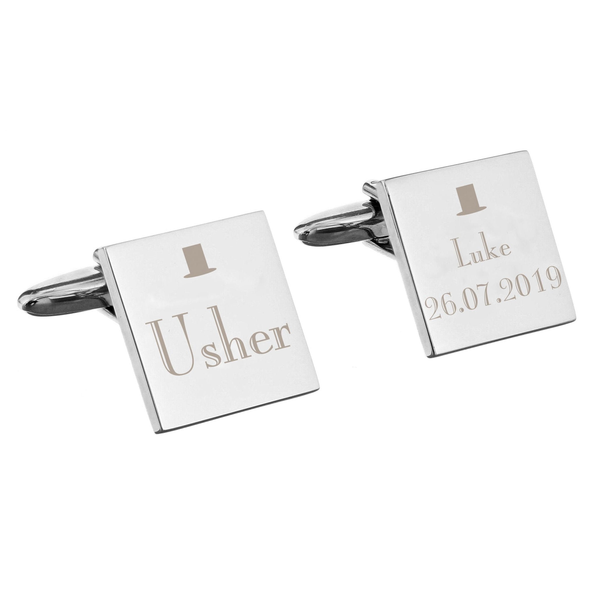 Personalised Decorative Wedding Usher Square Cufflinks | Inspired Creative Gifts | UK Supplier
