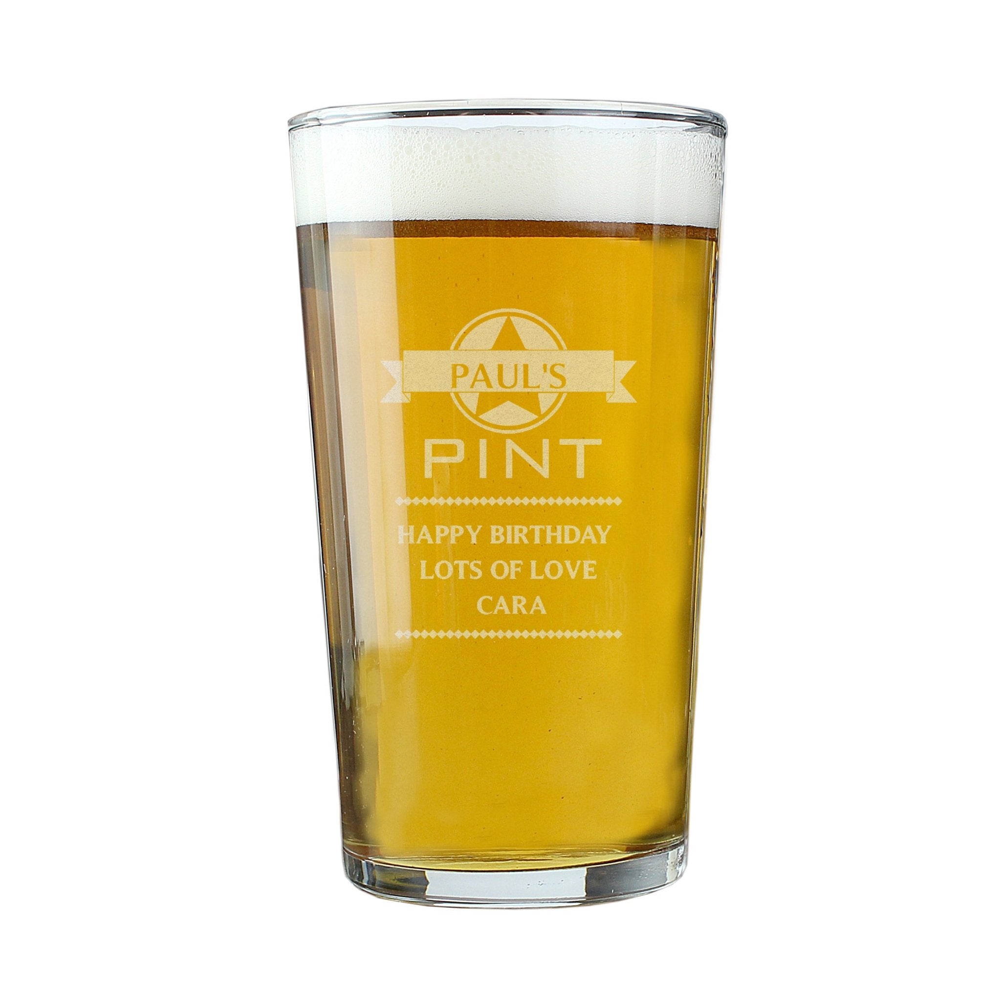 Personalised Diamond Pint Glass | Inspired Creative Gifts | UK Supplier