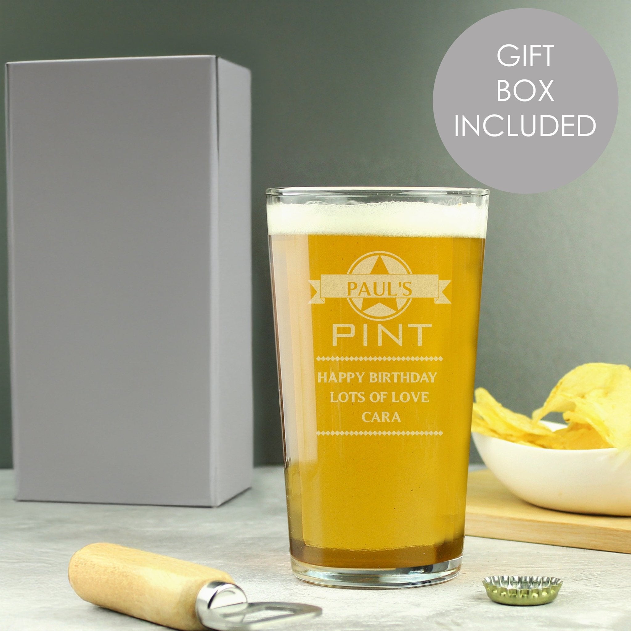 Personalised Diamond Pint Glass | Inspired Creative Gifts | UK Supplier