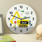 Personalised Digger Wooden Clock | Inspired Creative Gifts | UK Supplier