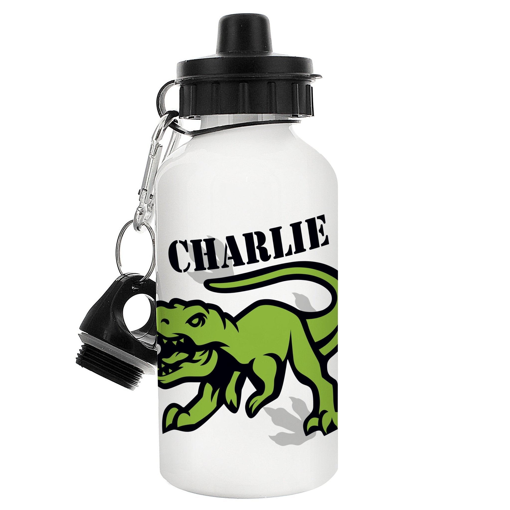 Personalised Dinosaur White Drinks Bottle | Inspired Creative Gifts | UK Supplier
