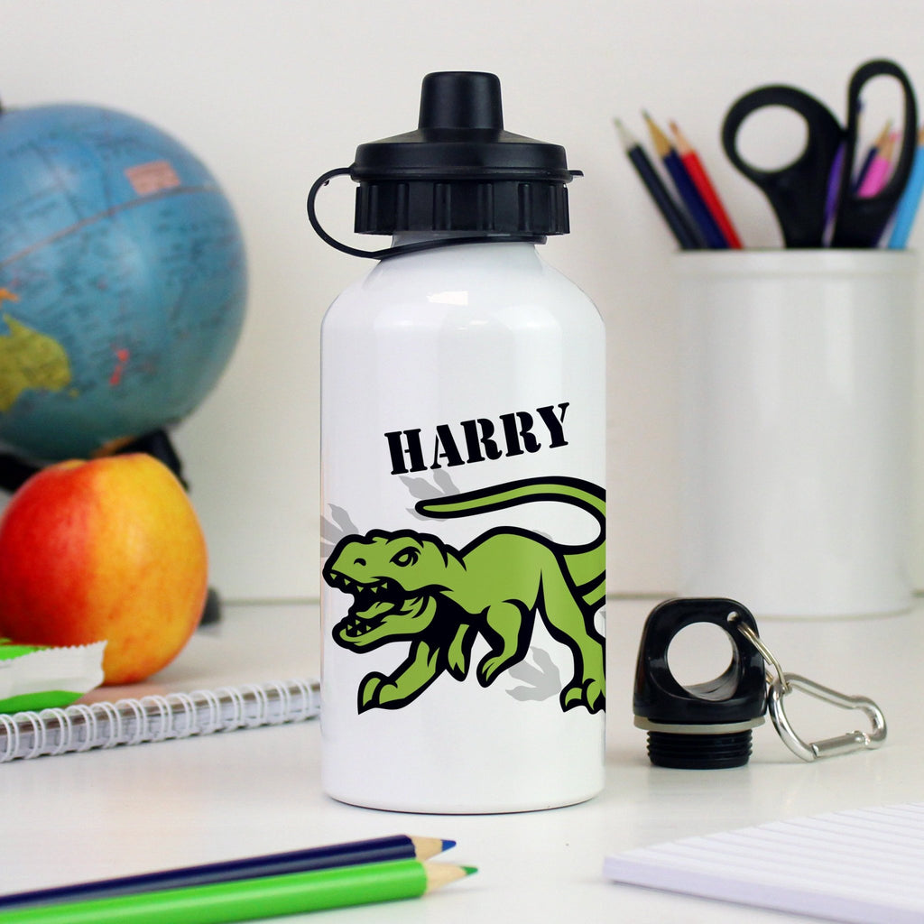 Personalised Dinosaur White Drinks Bottle | Inspired Creative Gifts