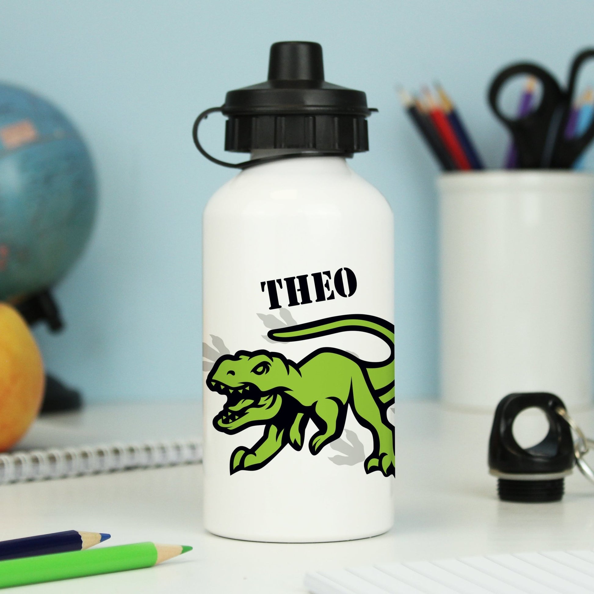 Personalised Dinosaur White Drinks Bottle | Inspired Creative Gifts