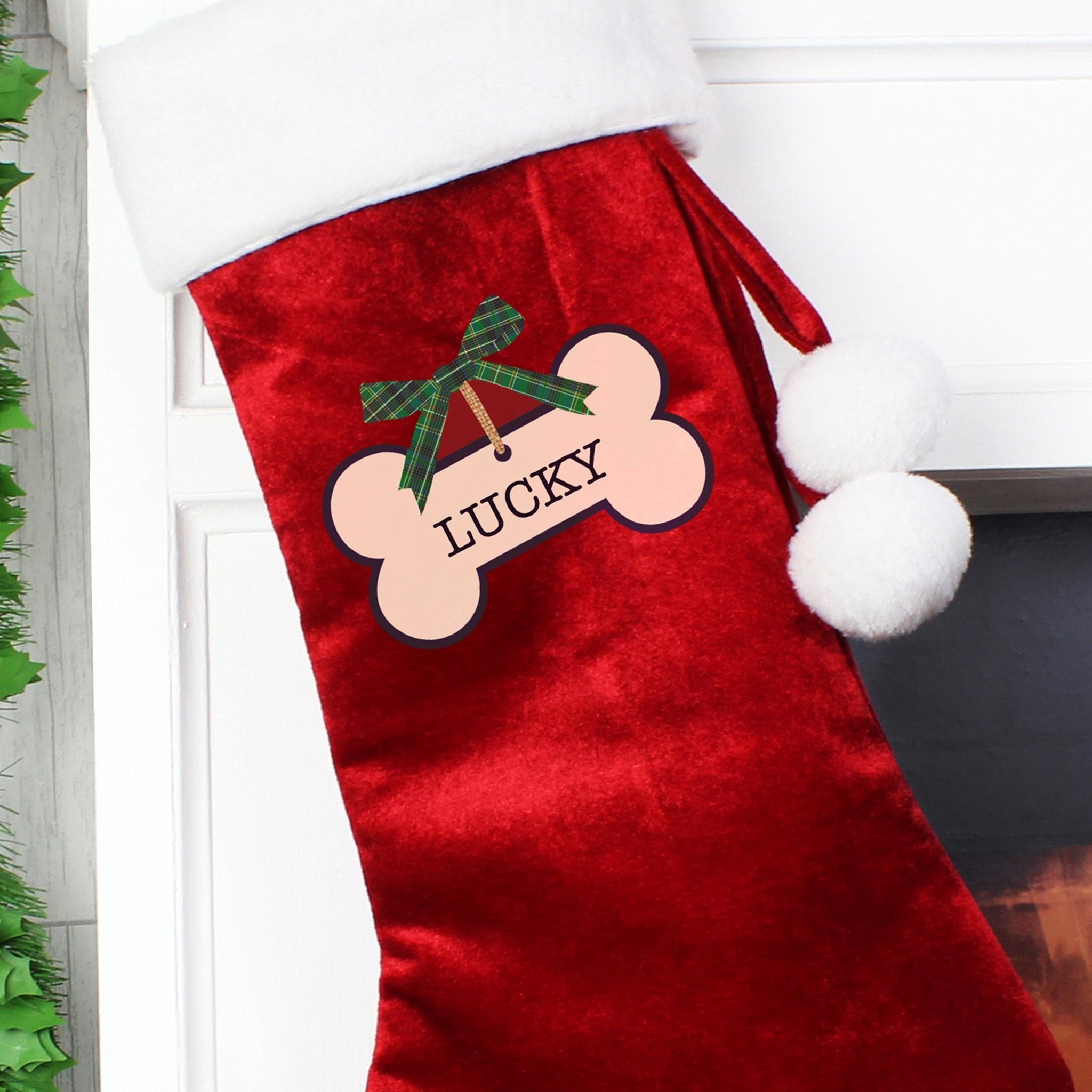 Personalised Dog Treats Luxury Red Stocking | Inspired Creative Gifts | UK Supplier