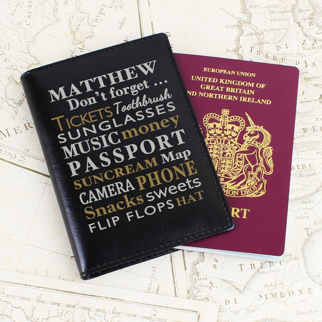Personalised Don't Forget... Black Passport Holder | Inspired Creative Gifts | UK Supplier