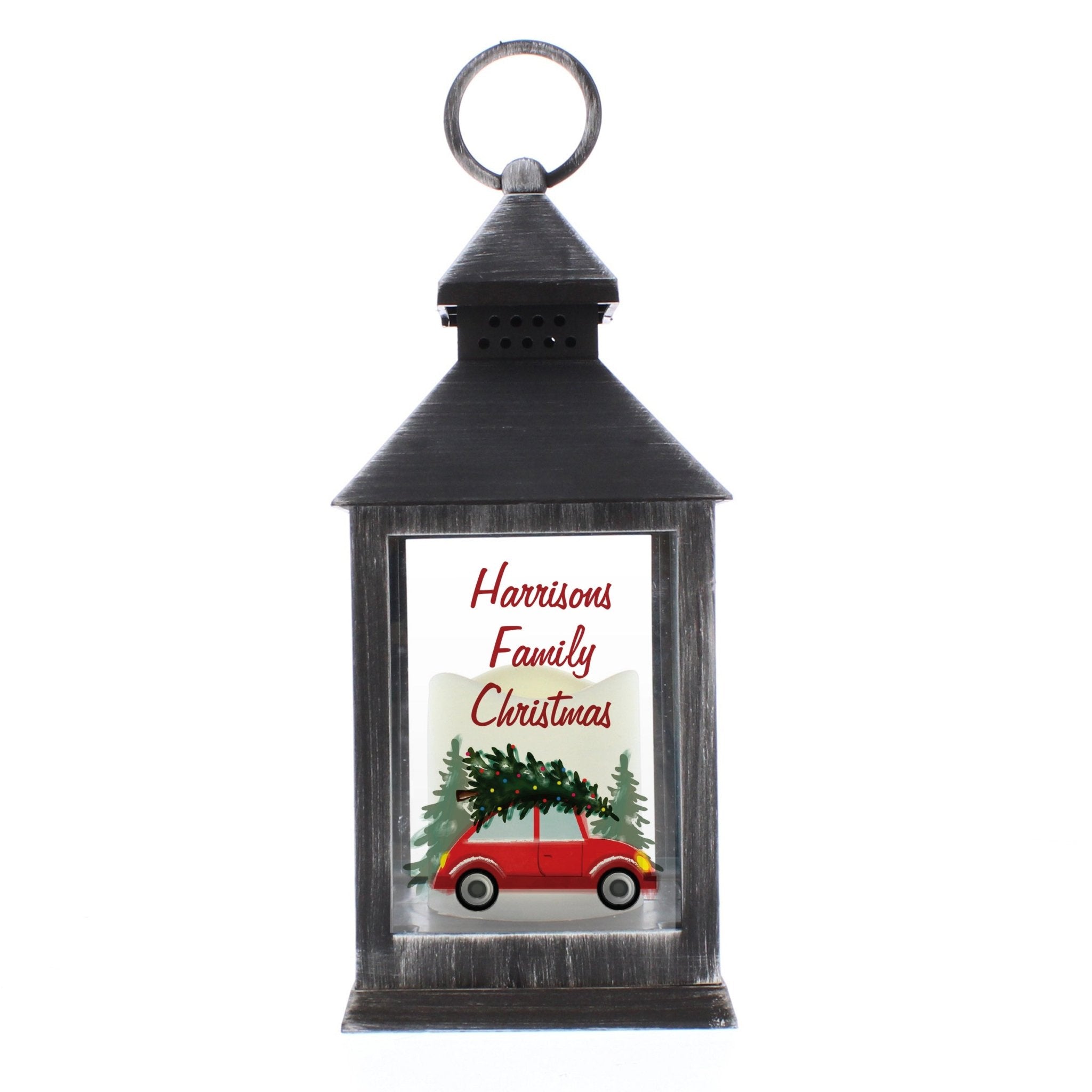 Personalised 'Driving Home For Christmas' Rustic Black Lantern | Inspired Creative Gifts | UK Supplier