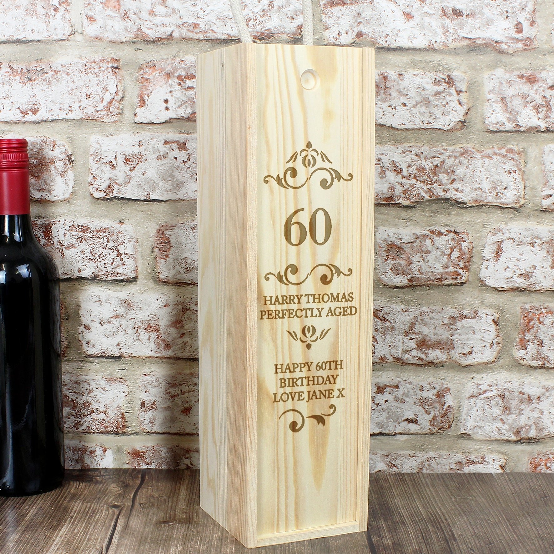 Personalised Elegant Number Wooden Wine Bottle Box | Inspired Creative Gifts | UK Supplier