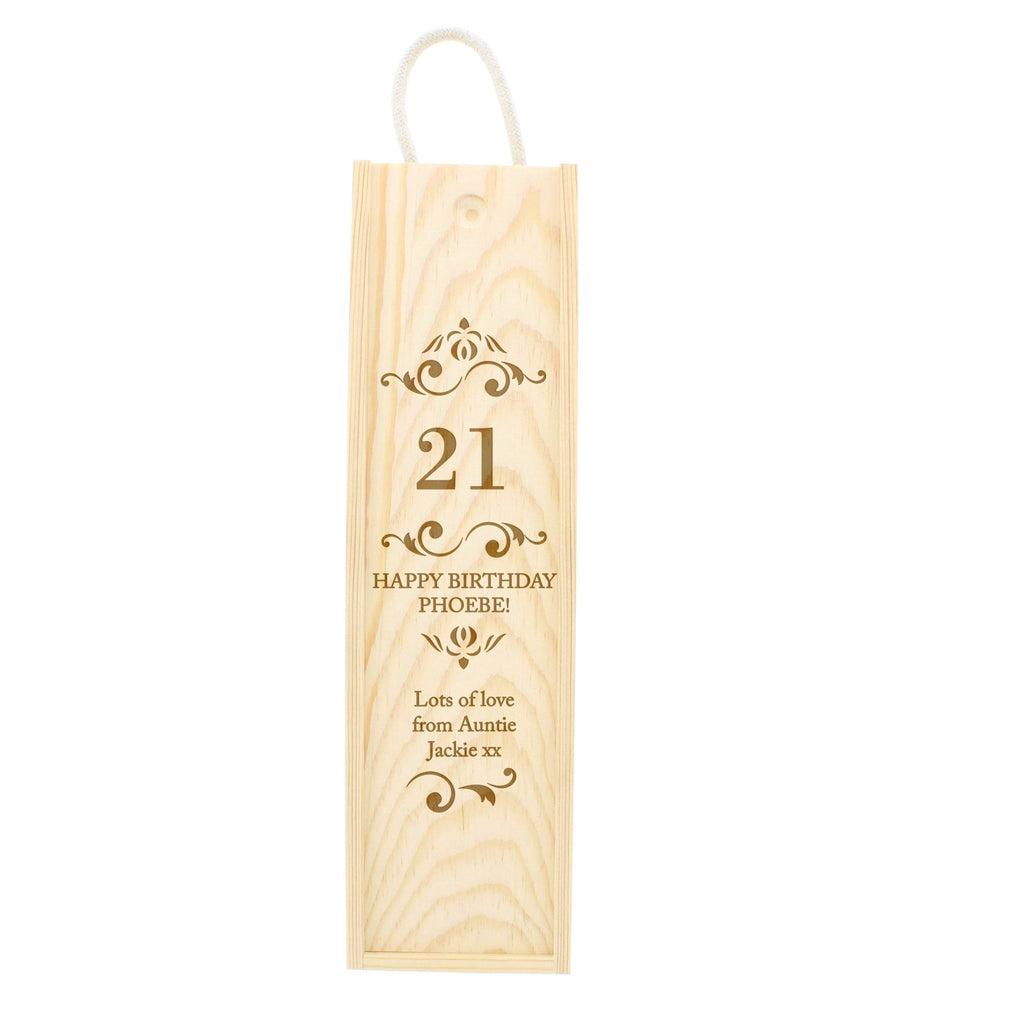 Personalised Elegant Number Wooden Wine Bottle Box | Inspired Creative Gifts | UK Supplier