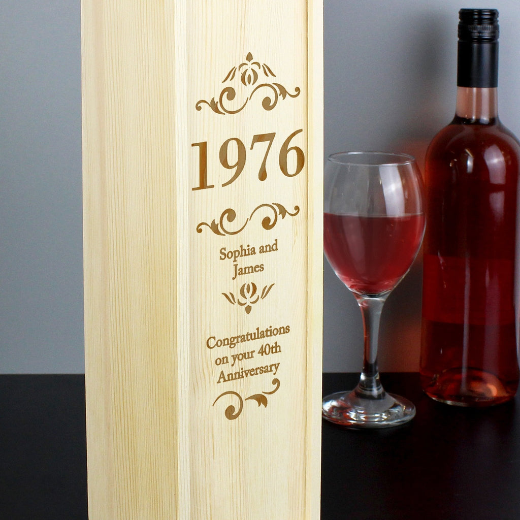Personalised Elegant Number Wooden Wine Bottle Box | Inspired Creative Gifts | UK Supplier