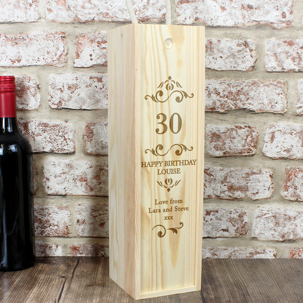 Personalised Elegant Number Wooden Wine Bottle Box | Inspired Creative Gifts | UK Supplier