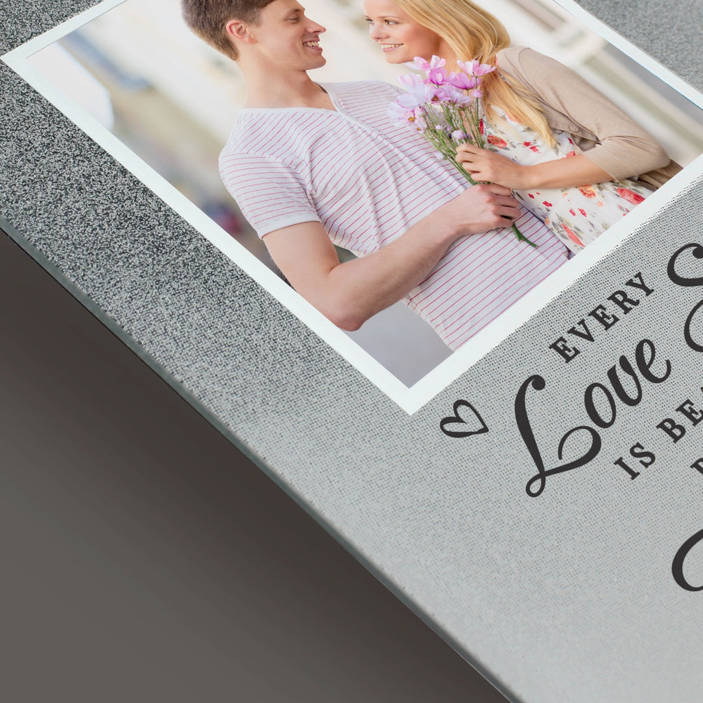 Personalised Every Love Story Is Beautiful 4x4 Glitter Glass Photo Frame | Inspired Creative Gifts | UK Supplier