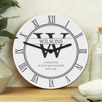Personalised Family Name & Initial Wooden Clock | Inspired Creative Gifts | UK Supplier