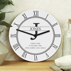 Personalised Family Name & Initial Wooden Clock | Inspired Creative Gifts | UK Supplier