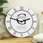 Personalised Family Name & Initial Wooden Clock | Inspired Creative Gifts | UK Supplier