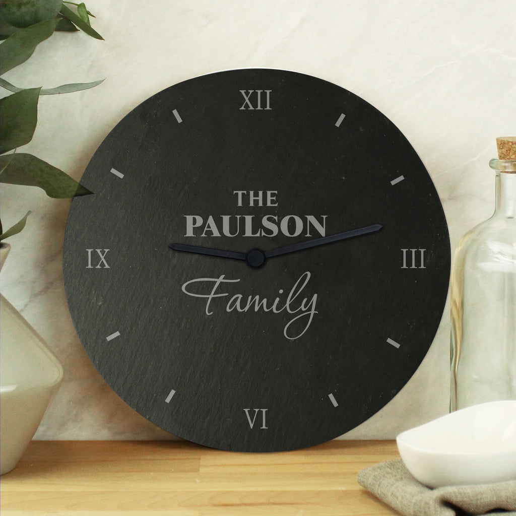 Personalised Family Slate Clock | Inspired Creative Gifts | UK Supplier