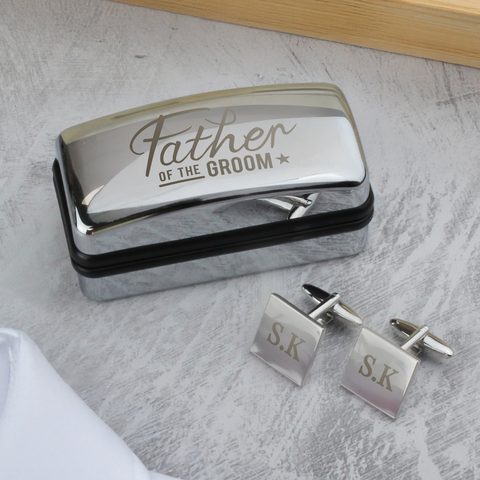 Personalised Father of the Groom Wedding Cufflinks and Box Set | Inspired Creative Gifts | UK Supplier