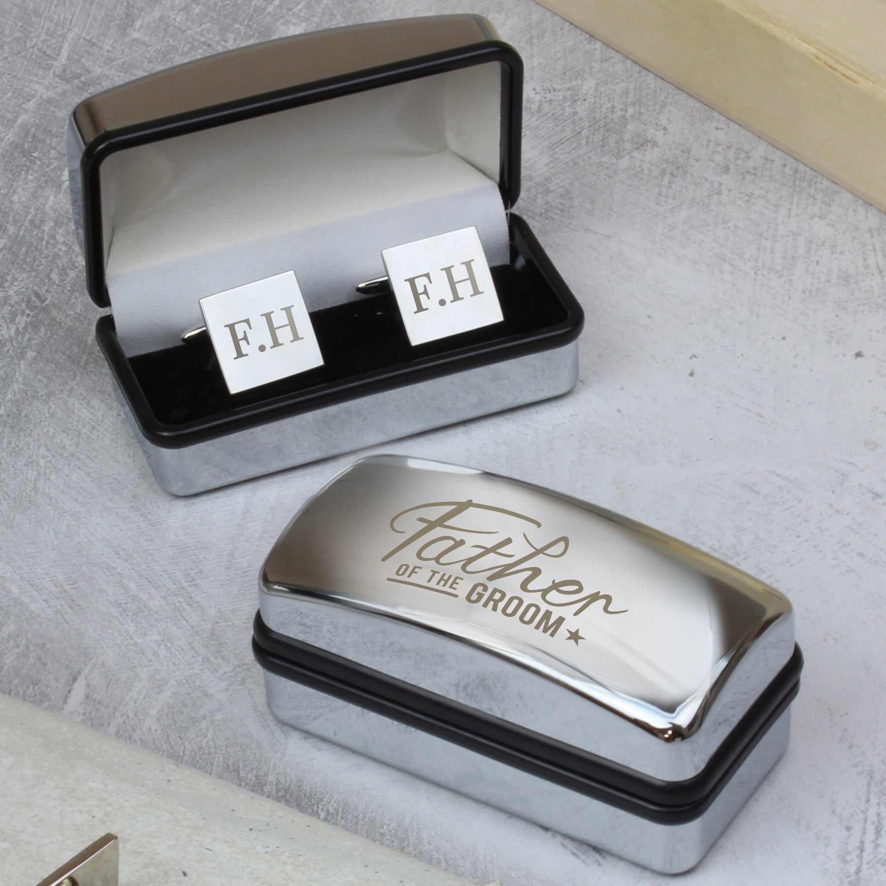 Personalised Father of the Groom Wedding Cufflinks and Box Set | Inspired Creative Gifts | UK Supplier