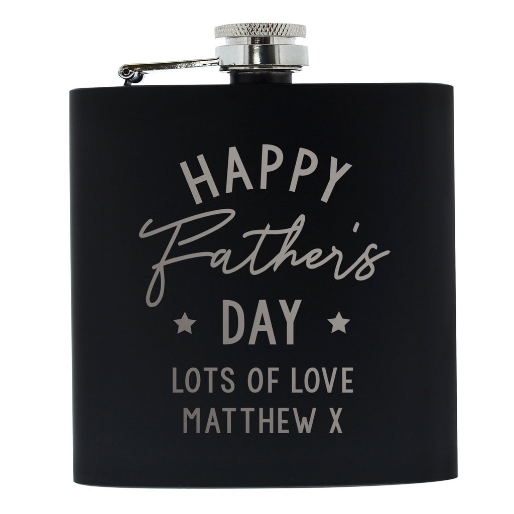 Personalised Father's Day Black Hip Flask | Inspired Creative Gifts | UK Supplier