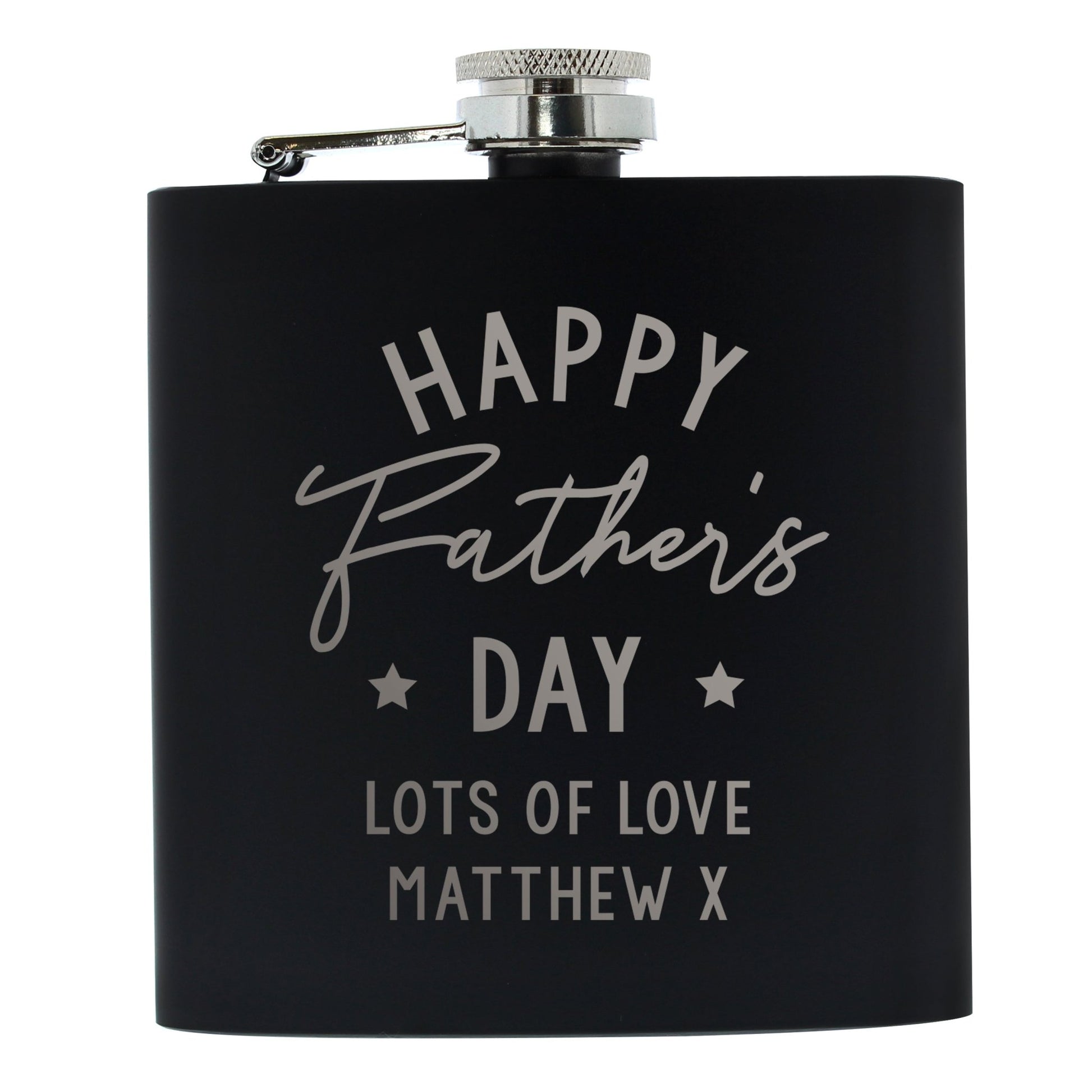 Personalised Father's Day Black Hip Flask | Inspired Creative Gifts | UK Supplier