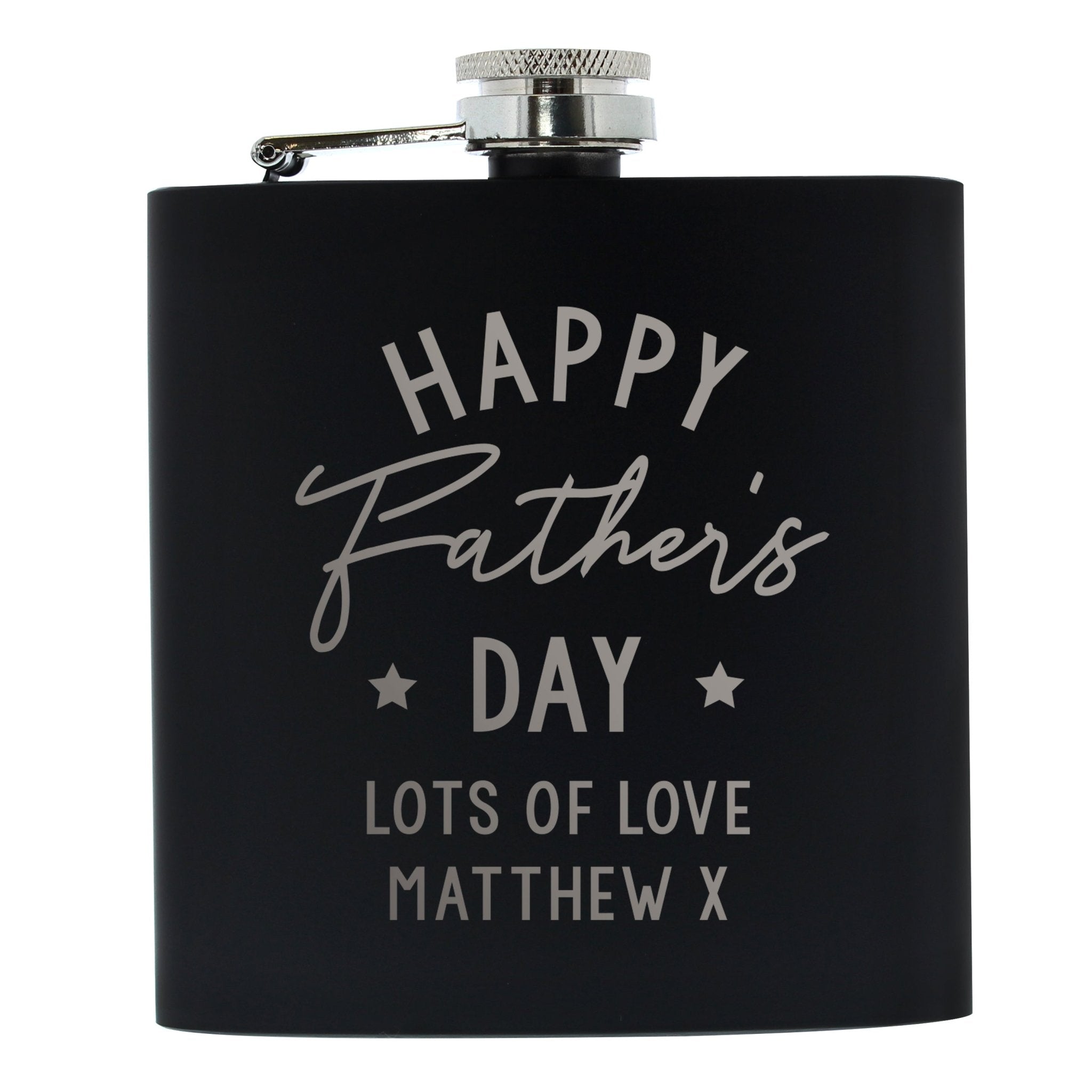 Personalised Father's Day Black Hip Flask | Inspired Creative Gifts | UK Supplier