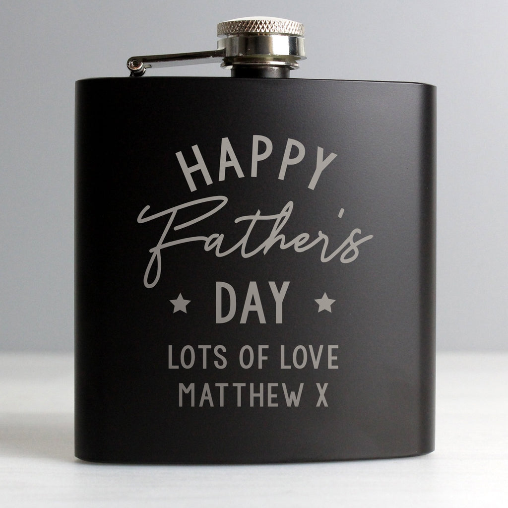 Personalised Father's Day Black Hip Flask | Inspired Creative Gifts | UK Supplier