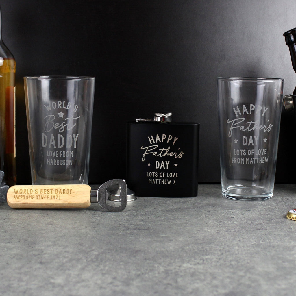 Personalised Father's Day Black Hip Flask | Inspired Creative Gifts | UK Supplier