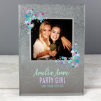 Personalised Festival Style 4x4 Glitter Glass Photo Frame | Inspired Creative Gifts | UK Supplier