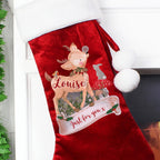 Personalised Festive Fawn Luxury Red Stocking | Inspired Creative Gifts | UK Supplier