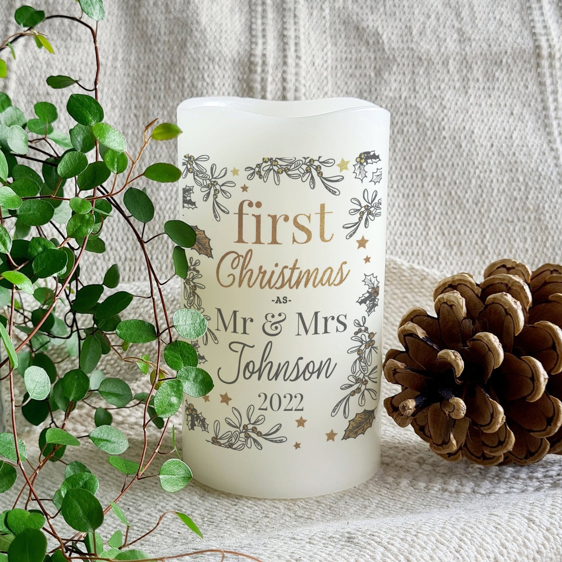 Personalised First Christmas LED Candle | Inspired Creative Gifts | UK Supplier