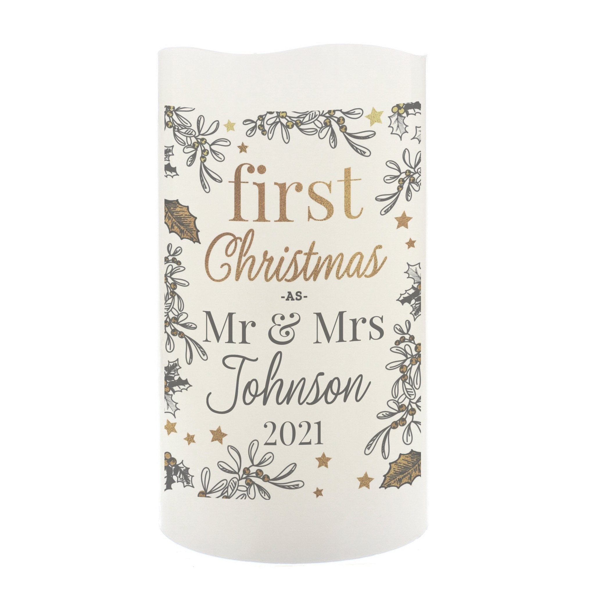 Personalised First Christmas LED Candle | Inspired Creative Gifts | UK Supplier