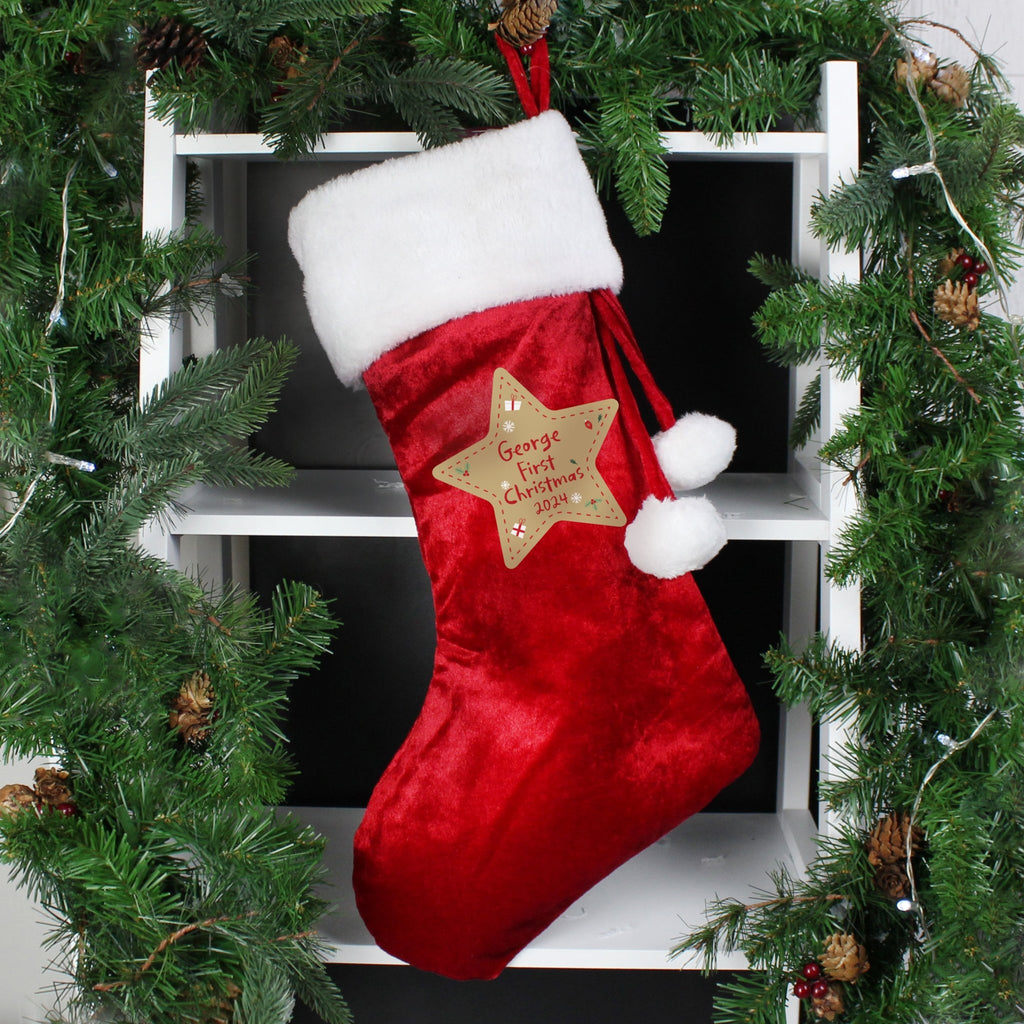 Personalised First Christmas Red Stocking | Inspired Creative Gifts | UK Supplier